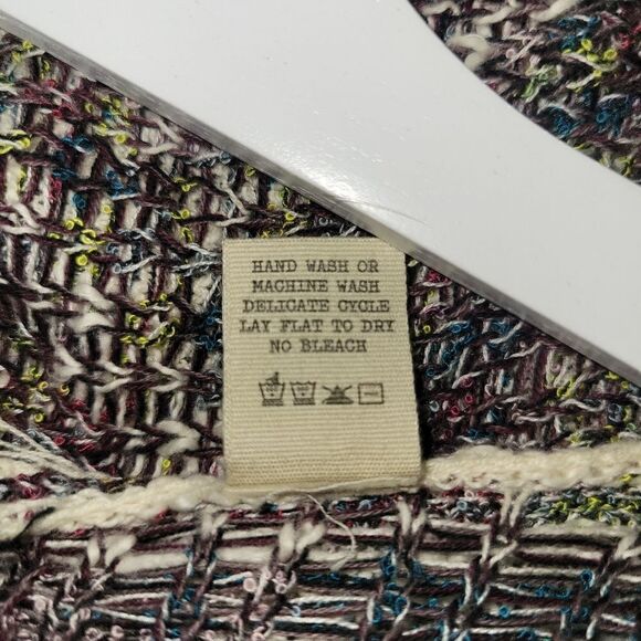 Buckle Knitted Open Front Drape Cardigan Sweater Off White Multi L - Picture 10 of 10